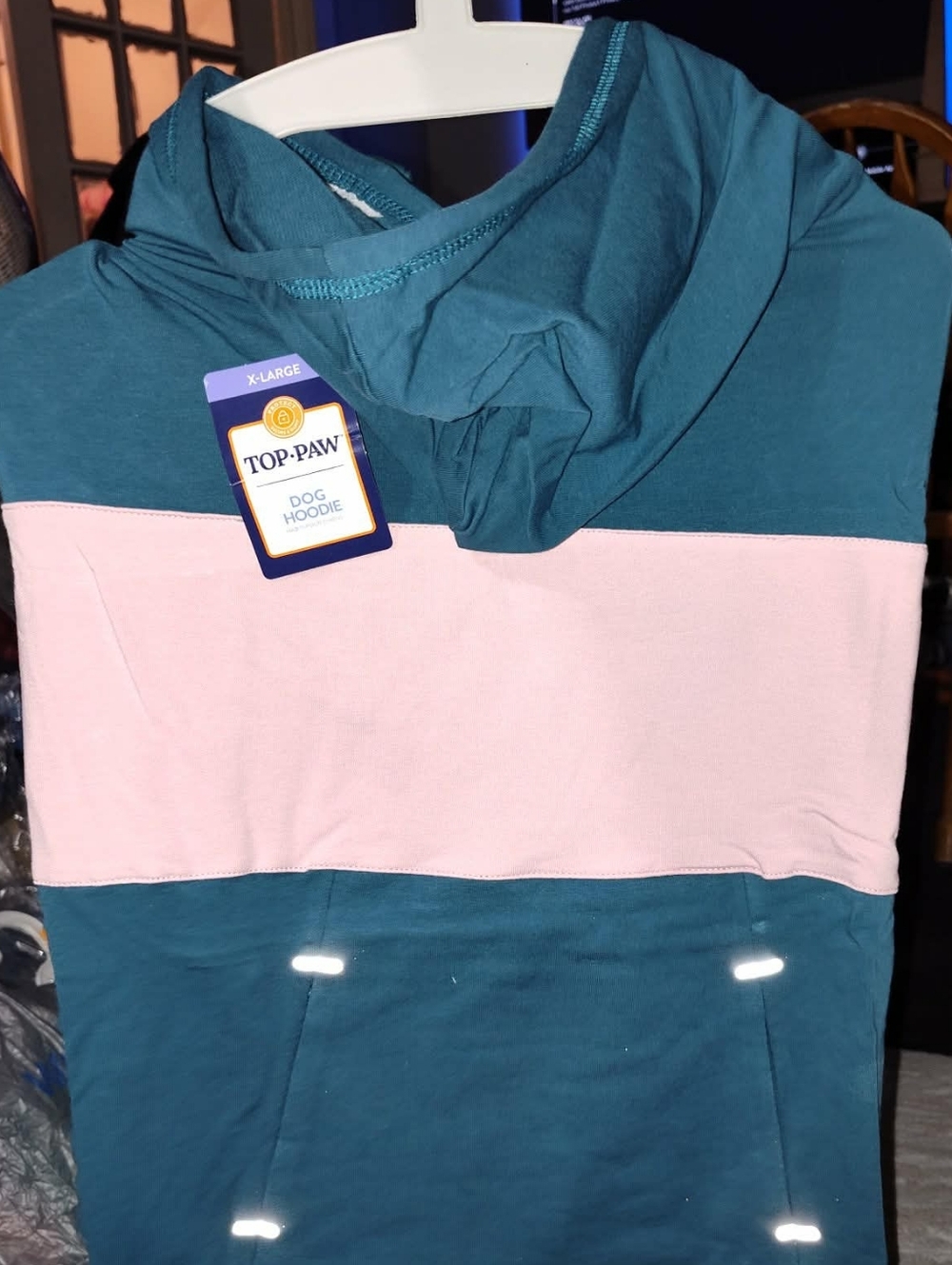 TOP-PAW Teal & Pink Dog Hoodie -XL